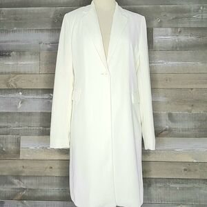 Max Studio Single Breasted Off-White Long Coat